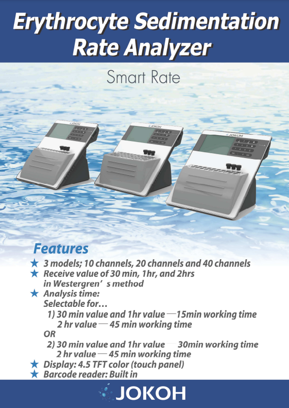 JOKOH Erythrocyte Sedimentation Rate Analyzer Smart Rate Series Catalog