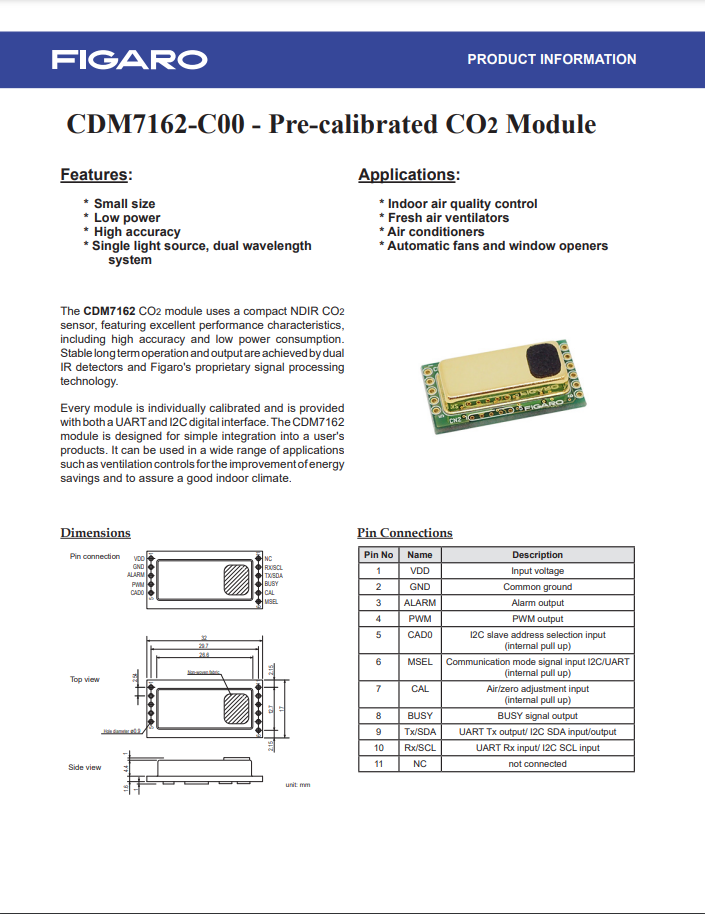CDM7162-C00 Pre-calibrated CO2 Module Catalog - dot B