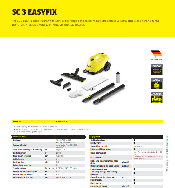 Sc 3 Kärcher SC 3 EASYFIX - dot B
