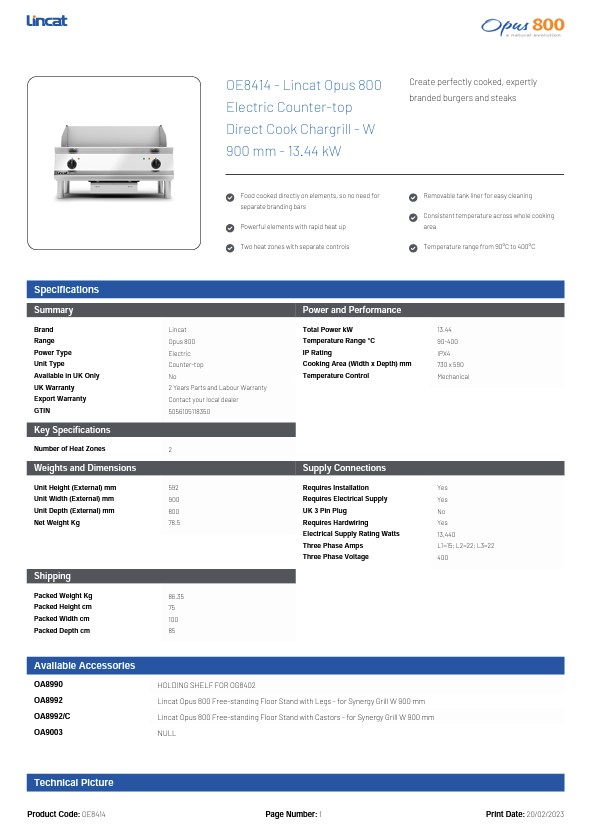 Opus 800 OE8414 Catalog dot B
