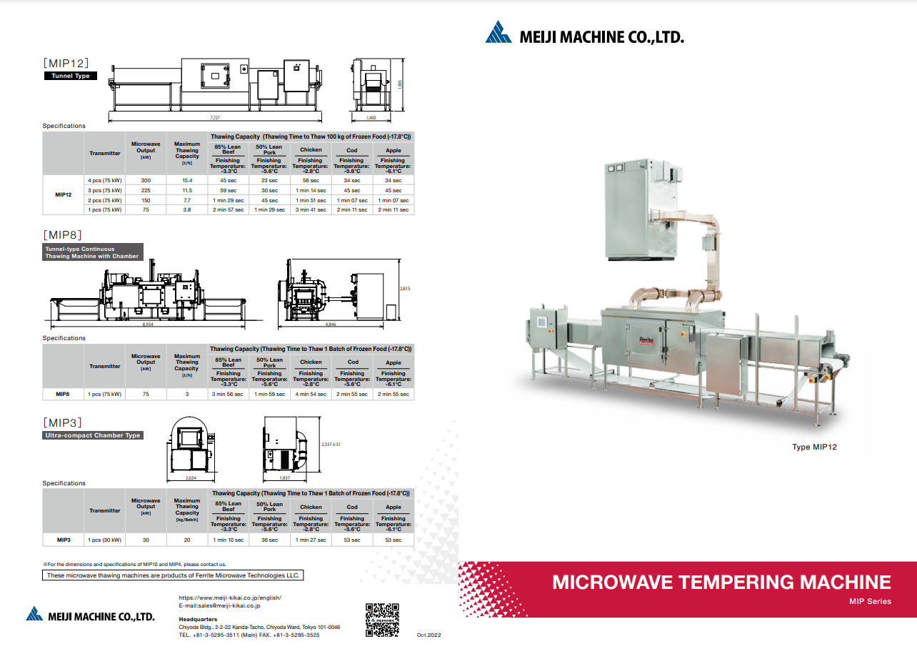 MICROWAVE TEMPERING MACHINE MIP Series Catalog